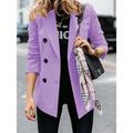 Women's Blazer Outdoor Button Solid Color Warm Fashion Regular Fit Outerwear Long Sleeve Fall Light Blue S