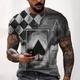 Men's Shirt T shirt Tee Tee Distressed T Shirt Graphic Plaid / Check Poker Crew Neck Black-White Red / White Black Blue Purple 3D Print Plus Size Casual Daily Short Sleeve Clothing Apparel Designer