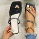 Women's Sandals Flip-Flops Flat Sandals Outdoor Slippers Beach Walking Summer Flat Heel Elegant Casual Minimalism Faux Leather Loafer Silver Rose Gold Golden color