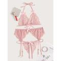 Ladies Sexy Three-Point Passionate Face Off Bikini Garter Seduction Set