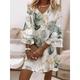 Women's Graphic Leaf Print V Neck Flared Sleeve Mini Dress Classic Daily Vacation 3/4 Length Sleeve Summer Spring