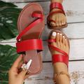 Women's Sandals Flat Sandals Orthopedic Sandals Bunion Sandals Outdoor Daily Beach Solid Colored Summer Flat Heel Round Toe Open Toe Classic Minimalism Walking Synthetics Loafer Black Red Brown