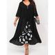 Women's Plus Size Curve Work Dress Floral V Neck Ruched 3/4 Length Sleeve Spring Summer Work Elegant Midi Dress Layered Formal Vacation Dress