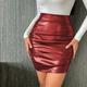 Women's Skirt Pencil Bodycon Mini High Waist Skirts Ruched Solid Colored Party Date Summer Faux Leather Leather Basic Sexy Casual Black Wine Brown