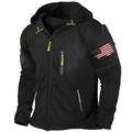 Independence Day Mens Graphic Hoodie American Flag Full Zip Jacket Black Light Grey Dark Gray Hooded Prints National Sports Outdoor Daily Hot Work Fleece
