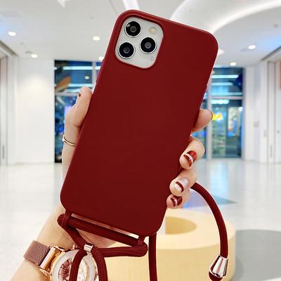 Phone Case For iPhone 16 15 14 Pro Max Plus 16e 13 12 11 Pro Max Mini Back Cover Liquid Silicone Case with Lanyard Shockproof Solid Color Silicone