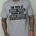 Not My Fucking Problem T-Shirt Mens 3D Shirt Grey Peace Letter Gray Tee Casual Style Men'S Graphic Cotton Blend Sports Lightweight Short Sleeve Comfortable Holiday