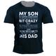 I 'M The Lucky One Because Get To His Dad T-Shirt Mens 3D Shirt For Father 'S Day Black Cotton Men'S Tee Slogan Shirts Graphic Letter Crew Neck Blue 3D Print Outdoor Casual Short Sleeve Clothing