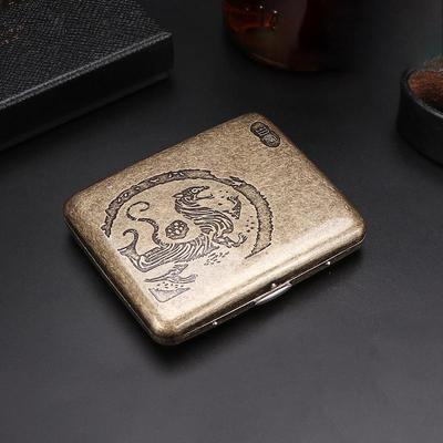 20 Sticks of Cigarette Case with Both Sides Open to Support Generation of Bronze Condensed Flower Metal Flip-top Carved Cigarette Case