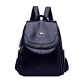 Women's Backpack School Bag Bookbag Mini Backpack Commuter Backpack School Outdoor Daily Solid Color PU Leather Large Capacity Waterproof Lightweight Zipper claret Black Sky Blue