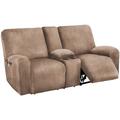 Reclining Love Seat with Middle Console Slipcover,Velvet Stretch Loveseat Reclining Sofa Covers, 2 seat Loveseat Recliner Cover, Thick, Soft, Washable, Love seat Slipcovers