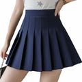 Women's Skirt Mini Skirts Pleated Solid Colored Party Party / Evening Spring Summer Cotton Blend Elegant Preppy Navy Pink Black Coffee