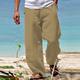 Men's Linen Pants Trousers Summer Pants Beach Pants Elastic Waist Wide Leg Straight Leg Plain Breathable Soft Casual Daily Beach Linen / Cotton Blend Fashion Streetwear Loose Fit Black White