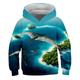 Kids Boys Girls Hoodie Pullover Cat Dinosaur Animal 3D Print Long Sleeve Kid Top Casual 2-12 Years Winter White Red Blue