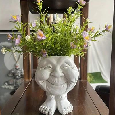 Face Planters, Muggle Head Planter Face Flower Pot Resin Garden Sculpture For Indoor Outdoor Plants, Unique Garden Pot Patio Decor