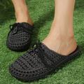 Women's Flats Slippers Slip-Ons Flat Sandals Espadrilles Outdoor Slippers Outdoor Beach Solid Color Cut-out Summer Flat Heel Round Toe Casual Comfort Minimalism PVC Loafer Black Pink khaki
