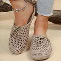 Women's Flats Slippers Slip-Ons Flat Sandals Espadrilles Outdoor Slippers Outdoor Beach Solid Color Cut-out Summer Flat Heel Round Toe Casual Comfort Minimalism PVC Loafer Black Pink khaki