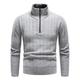 Men's Sweater Pullover Sweater Jumper Crochet Knit Cropped Zipper Knitted Solid Color Stand Collar Basic Stylish Outdoor Daily Clothing Apparel Winter Fall Light gray Dark Gray M L XL