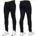 Men's Jeans Skinny Trousers Denim Pants Pocket Solid Colored Comfort Wearable Outdoor Daily Stylish Casual Skinny Black Dark Blue Stretchy