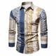 Paisley Vintage Men's Shirt Daily Wear Going out Fall Winter Turndown Long Sleeve Navy Blue, Blue, Dark Blue S, M, L 4-Way Stretch Fabric Shirt