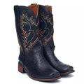 Men's Boots Cowboy Boots Embroidery Plus Size Riding Boots Vintage Outdoor Daily Faux Leather Waterproof Comfortable Slip Resistant Mid-Calf Boots Loafer Black Brown Coffee Color Block Fall Winter