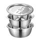 3pcs/Set Colander Set Stainless Steel Vegetable Slicer Fruit Slicer Vegetable Grater Potato Peeler Carrot Grater Metal Strainer Round Rice Washer Bowl Drain Basket Kitchen Accessaries Back