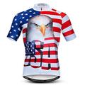 21Grams Men's Cycling Jersey Short Sleeve Bike Jersey Top with 3 Rear Pockets Mountain Bike MTB Road Bike Cycling Breathable Moisture Wicking Quick Dry Back Pocket White Red Red White American / USA