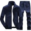 Men's Tracksuit Sweatsuit 2 Piece Full Zip Street Winter Long Sleeve Thermal Warm Breathable Moisture Wicking Fitness Running Active Training Sportswear Activewear Solid Colored White Black Light Grey