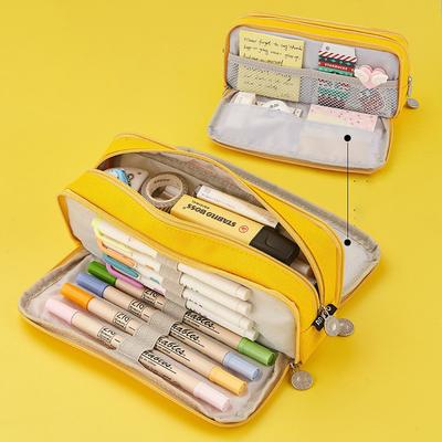 Large Capacity Pink Pencil Case Organizer – Multi-Layer Zipper Stationery Bag with Compartments for Girls, Students Artists