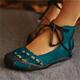 Women's Sandals Flat Sandals Plus Size Daily Color Block Summer Flat Heel Round Toe Vintage Fashion Casual Faux Leather Lace-up Blue Brown Grey