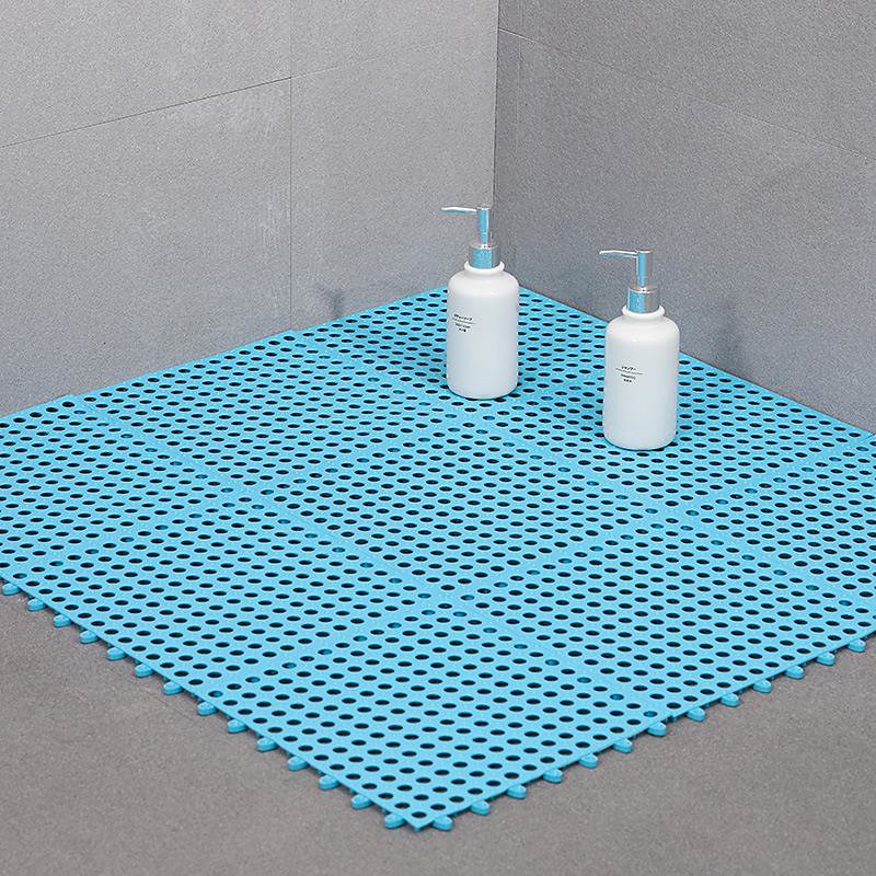 Interlocking Rubber Floor Tiles with Drain Holes DIY Size Bathroom Shower Toilet Floor Tiles Mat Interlocking Massage Soft Cushion Floor Tiles for Indoor/Outdoor