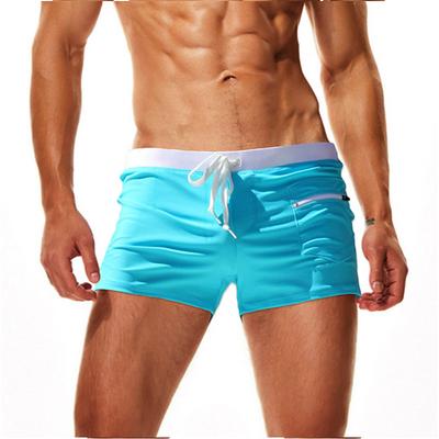Men's Swim Trunks Swimwear Boxer Swim Shorts Lace up with Mesh lining Solid Colored Tropical Quick Dry Holiday Swimming Pool Sporty Basic Slim Light Blue Black