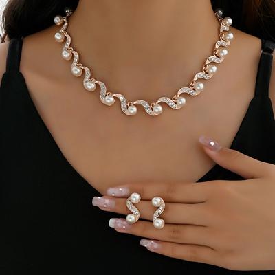 Bridal Jewelry Sets Two-piece Suit Rhinestone 1 Necklace Earrings Women's Cute Stylish Cool Lovely Classic Precious irregular Jewelry Set For Wedding Party