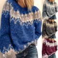 Women's Pullover Sweater Jumper Crew Neck Chunky Knit Knitted Drop Shoulder Fall Winter Daily Holiday Going out Vintage Style Casual Long Sleeve Geometric Black Wine Blue S M L