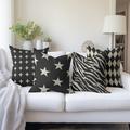 Black White Double Side Cushion Cover 1PC Soft Throw Pillow Cover Cushion Case Pillowcase for Sofa Bedroom Livingroom Superior Quality Machine Washable Outdoor Cushion for Sofa Couch Bed Chair