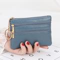 1 Pcs Women Men Leather Coin Purse Card Wallet Clutch Double Zipper Mini Change Bag