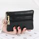 1 Pcs Women Men Leather Coin Purse Card Wallet Clutch Double Zipper Mini Change Bag