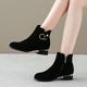 Women's Boots Suede Shoes Heel Boots Daily Solid Color Solid Colored Booties Ankle Boots Winter Low Heel Round Toe Basic Faux Suede Synthetics Zipper Black