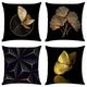 Set of 4 Throw Pillow Cases Open Branches and Loose Leaves Faux Linen Square Decorative Throw Pillow Cases Sofa Cushion Covers Outdoor Cushion for Sofa Couch Bed Chair Golden