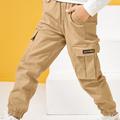 Kids Boys Cargo Pants Trousers Pocket Solid Color Windproof Comfort Pants School Fashion Daily Black Army Green Khaki Mid Waist