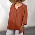 Linen Shirt Long Cotton Top White Cotton Top White Cotton Blouse Women's Black White Orange Solid Color Sexy Street Daily Fashion V Neck Cotton Linen Regular Fit S