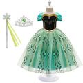 Kids Girls' Dress Graphic Geometric Flower Short Sleeve Elegant Sweet Tulle Dress Summer Spring Green B B49 SA30