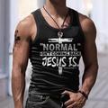 Jesus Letter Men's Sports 3D Print Tank Top Vest Top Sleeveless T Shirt for Men Sports Outdoor Casual Gym T shirt Black White Navy Blue Sleeveless Crew Neck Shirt Summer Clothing