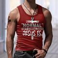 Jesus Letter Men's Sports 3D Print Tank Top Vest Top Sleeveless T Shirt for Men Sports Outdoor Casual Gym T shirt Black White Navy Blue Sleeveless Crew Neck Shirt Summer Clothing