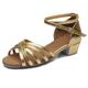 Women's Latin Shoes Ballroom Shoes Line Dance Performance Satin Basic Sandal Solid Color Low Heel Buckle Kid's Leopard Dark Brown Black