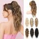 Ponytail Extension 18 Wavy Claw Clip Ponytail Extensions ZJ001 Curly Wavy Claw Clip in Ponytail Hair Extensions Synthetic Fake Pony tails Hairpieces-Deep Brown with Dirty Blonde