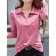 Women's Polo T shirt Tee Cotton Plain Sports Weekend Black White Pink Quarter Zip Long Sleeve Fashion Shirt Collar Regular Fit Spring Fall