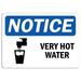 Traffic & Warehouse Signs - Notice - Very Hot Water Sign with Symbol - Weather Approved Aluminum Street Sign 0.04 Thickness - 12 X 8