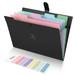 SKYDUE 5 Pockets Expanding File Folder File Folders Cute Accordion File Organizer with Labels Portable Folders Letter Size Folder for Documents - Black