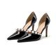 Wedding Shoes for Bride Bridesmaid Women Closed Toe Pointed Toe White Nude Black Blue Patent Leather Pumps with Imitation Pearl Stiletto Heel Wedding Party Evening Daily Elegant Classic